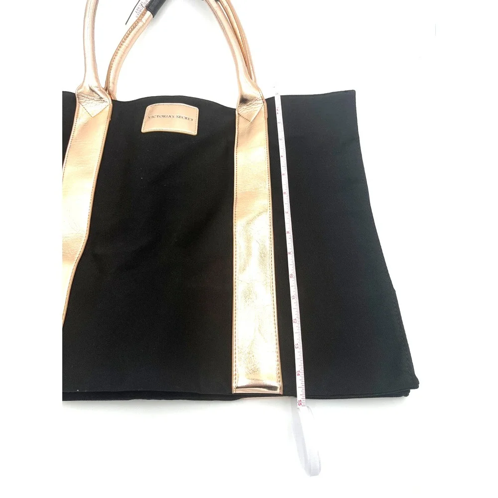 Victoria's Secret Tote Black & Gold‎ Weekender Tote Getaway Bag - Picture 5 of 6